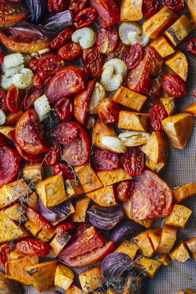 ingredientes para la crema de tomate y boniato