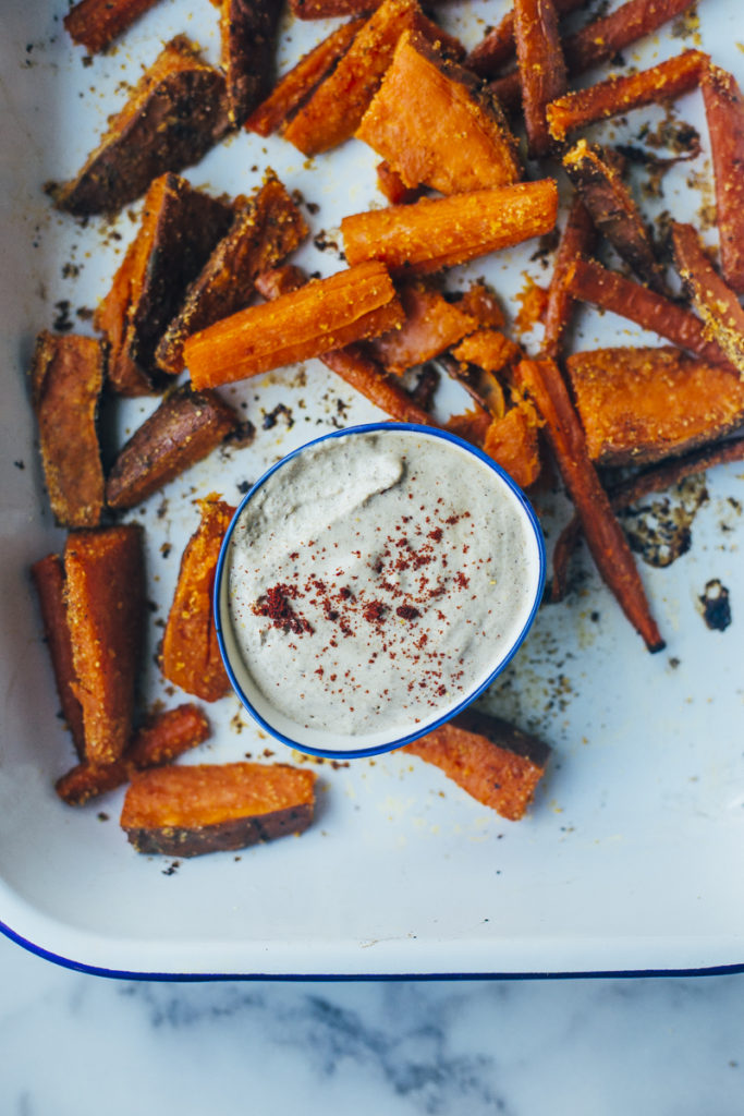 recetas de verdura para niños 1: de boniato y zanahoria con salsa tahini