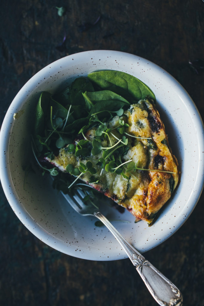 imagen de la frittata de verduras y queso de cabra emplatada