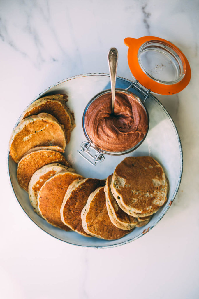 Pancakes de plátano y calabacín